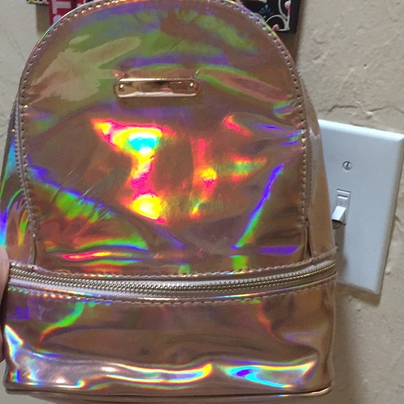 pink shiny backpack